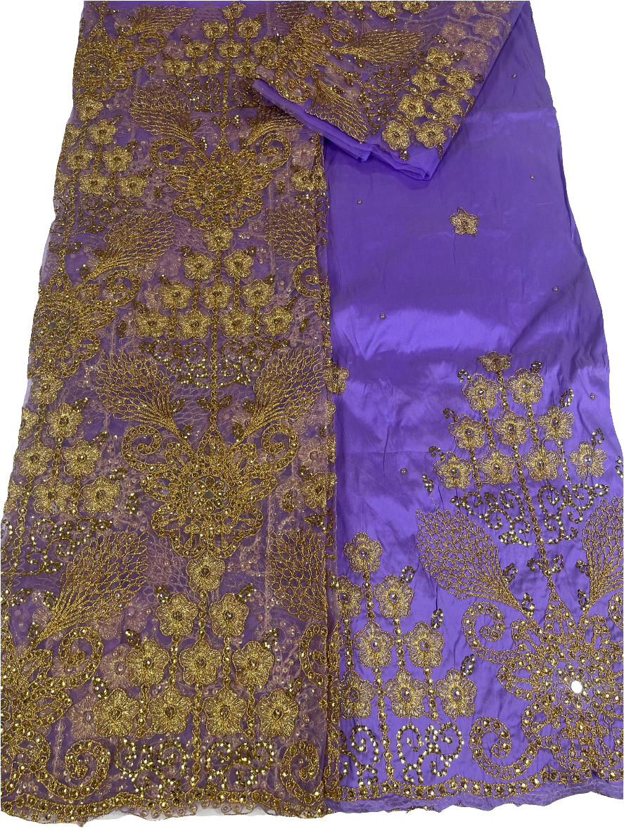Lilac Net George with Blouse Fabric (3 piece)