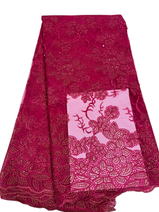 Fuchsia Pink French Lace - 5 Yards