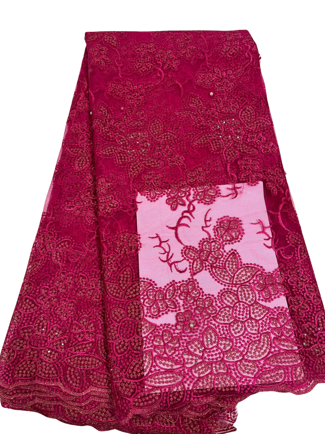 Fuchsia Pink French Lace - 5 Yards