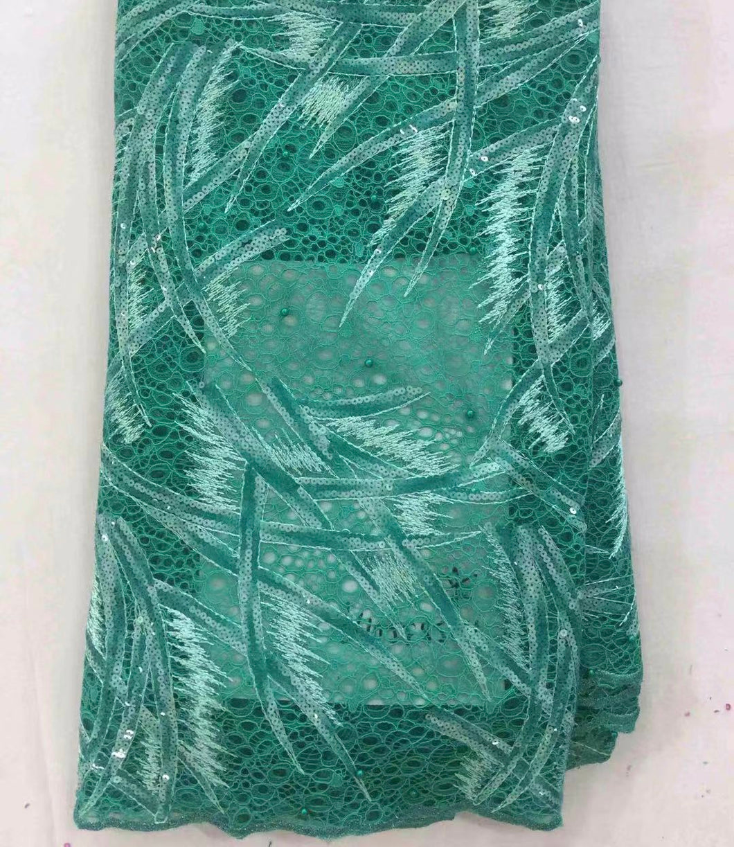 Aqua Green French Lace - 5 Yards