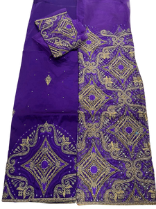 Purple Net George with Blouse Fabric (3 Piece)