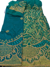 Load image into Gallery viewer, Teal Green George with Blouse Fabric (3 Piece)
