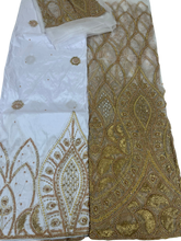 Load image into Gallery viewer, White and Gold Net George with Blouse Fabric (3 Pieces)
