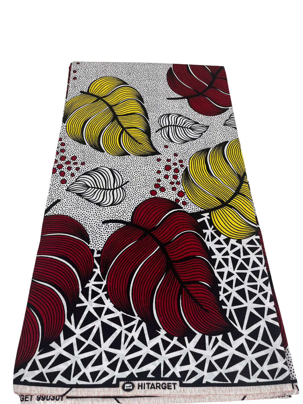 White, Wine and Yellow Block Print Ankara - 6 Yards