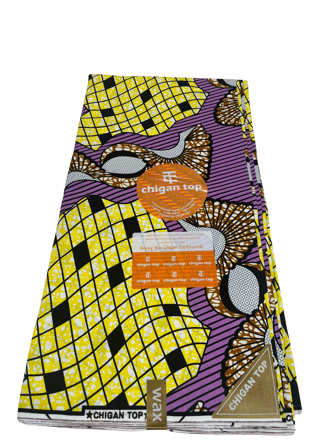 Yellow and Lilac Block Print Ankara - 6 Yards