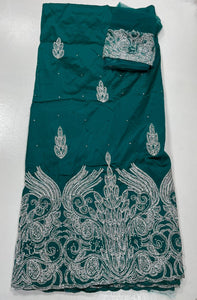 Teal Green and Silver George with Blouse Fabric