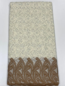 Cream Voile Lace with Stones - 5 Yards