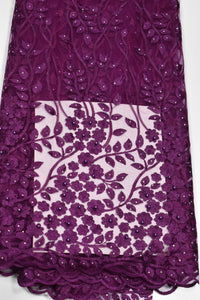 Aubergine Purple French Lace - 5 Yards