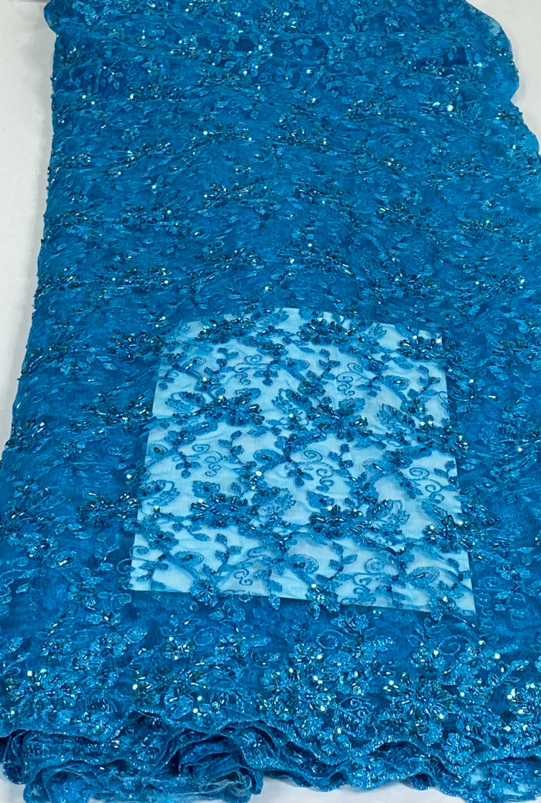 Turquoise Beaded Lace - 5 Yards