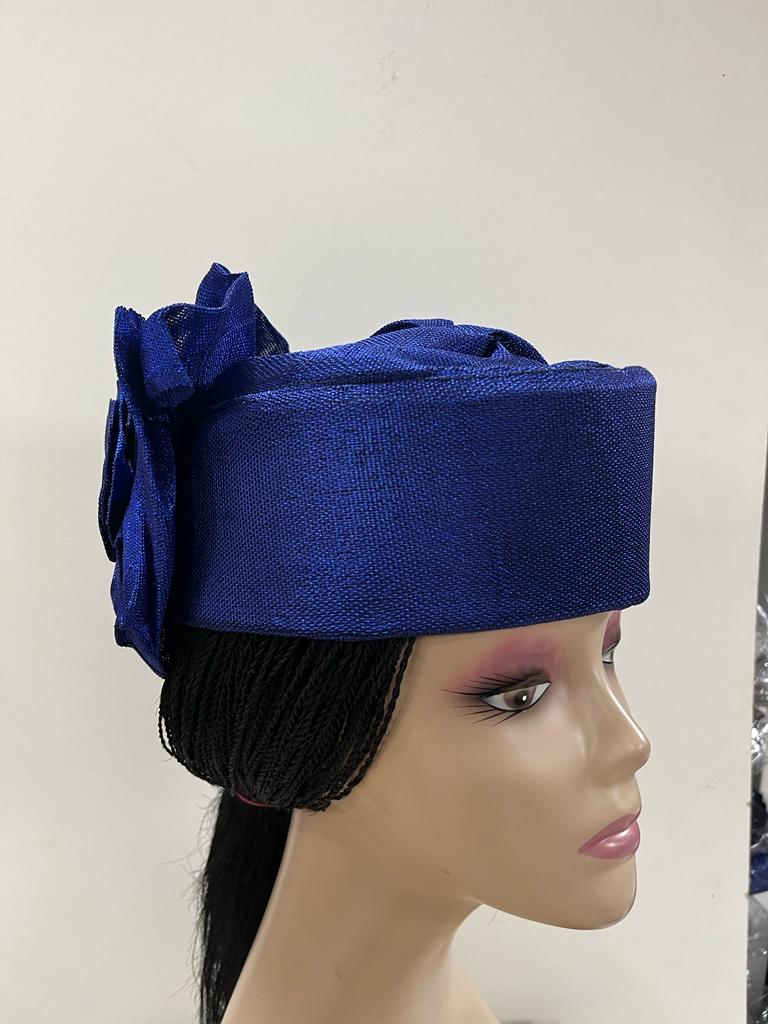 Royal Blue Aso Oke Cap/Zara Cap – Rose African Fabrics