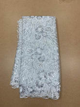 Load image into Gallery viewer, White with Silver Sequins French Lace - 5 Yards
