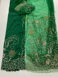 Green Net George with Blouse Fabric (3 Piece)