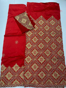 Red Full Body Works George (2 Pieces) with Blouse Fabric