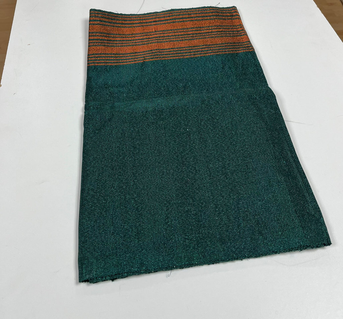 Emerald Green with Orange Plain Aso Oke – Rose African Fabrics