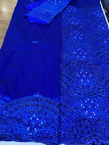 Royal Blue George Full body works (3 piece) with Blouse Fabric