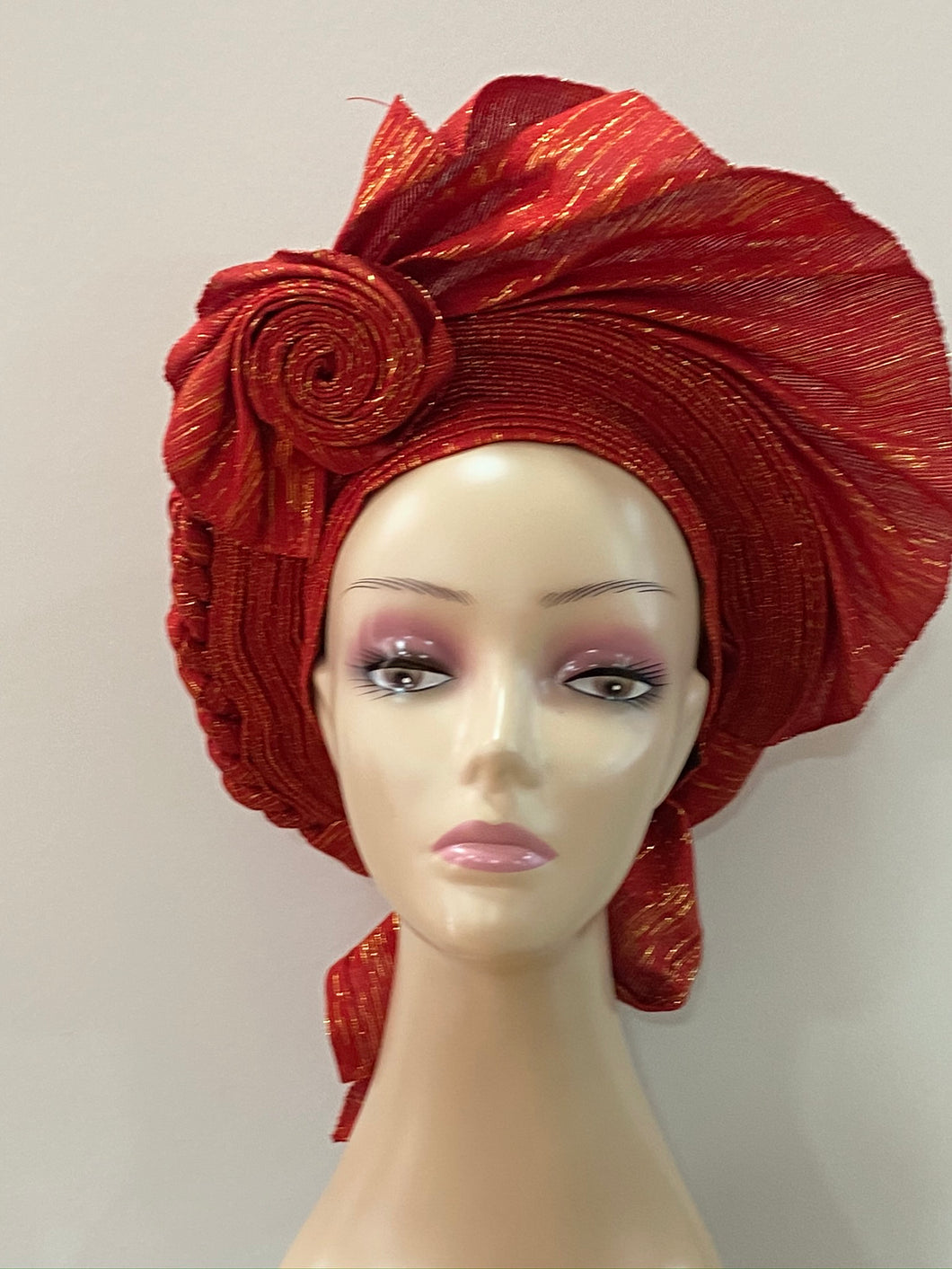 Red and Gold Auto Gele