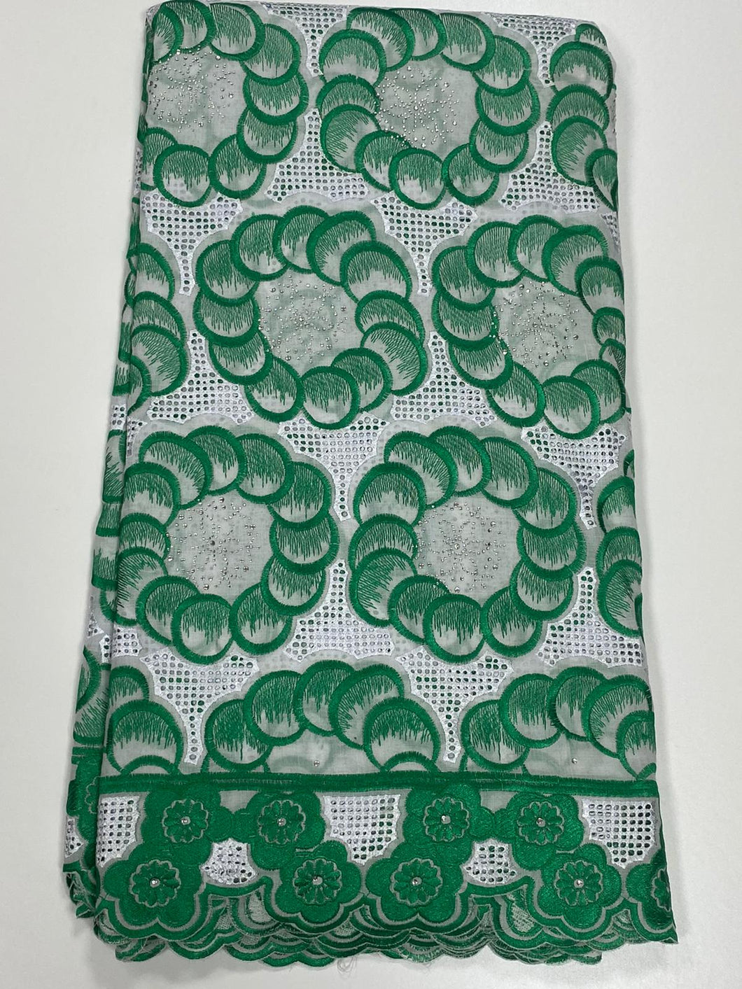 Green and White Lace - 5 Yards