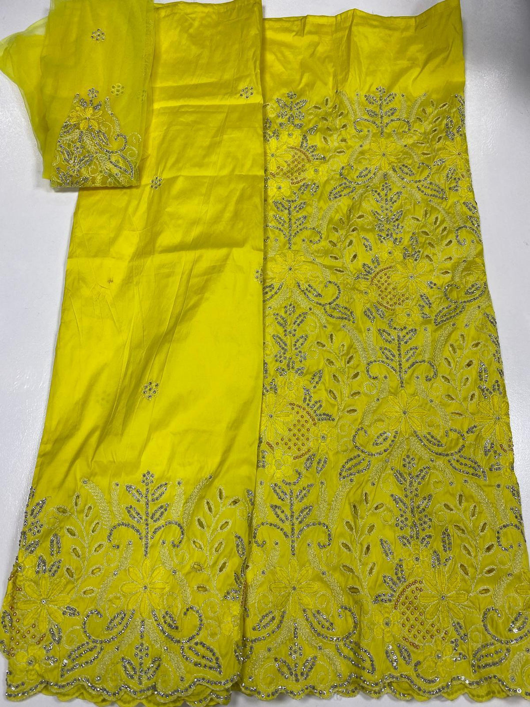 Yellow Full Body Works George (2 Pieces) with Blouse Fabric