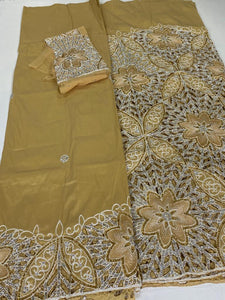 Champagne Gold Full Body Works George (3 Pieces) with Blouse Fabric