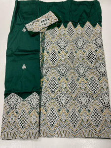 Emerald Green Full Body Works George (3 Pieces) with Blouse Fabric