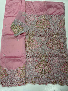 Baby Pink Full Body Works George (3 Pieces) with Blouse Fabric