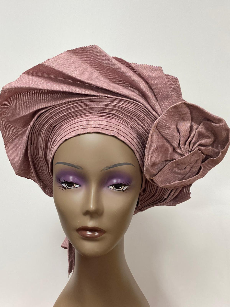 Blush Pink Aso-Oke Auto Gele – Rose African Fabrics