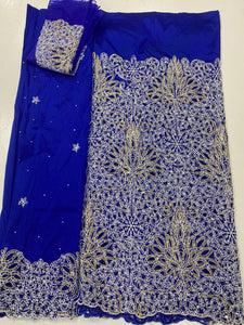 Royal Blue Full Body Works George (3 Pieces) with Blouse Fabric