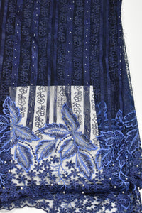 Navy Blue French Lace - 5 Yards