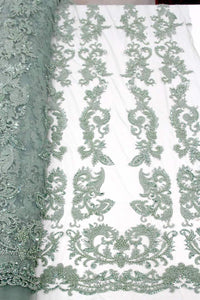 Mint Green Bridal Beaded Lace - 5 Yards