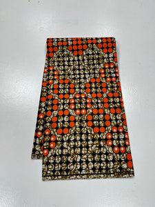 Orange and Brown Ankara Print - 6 Yards