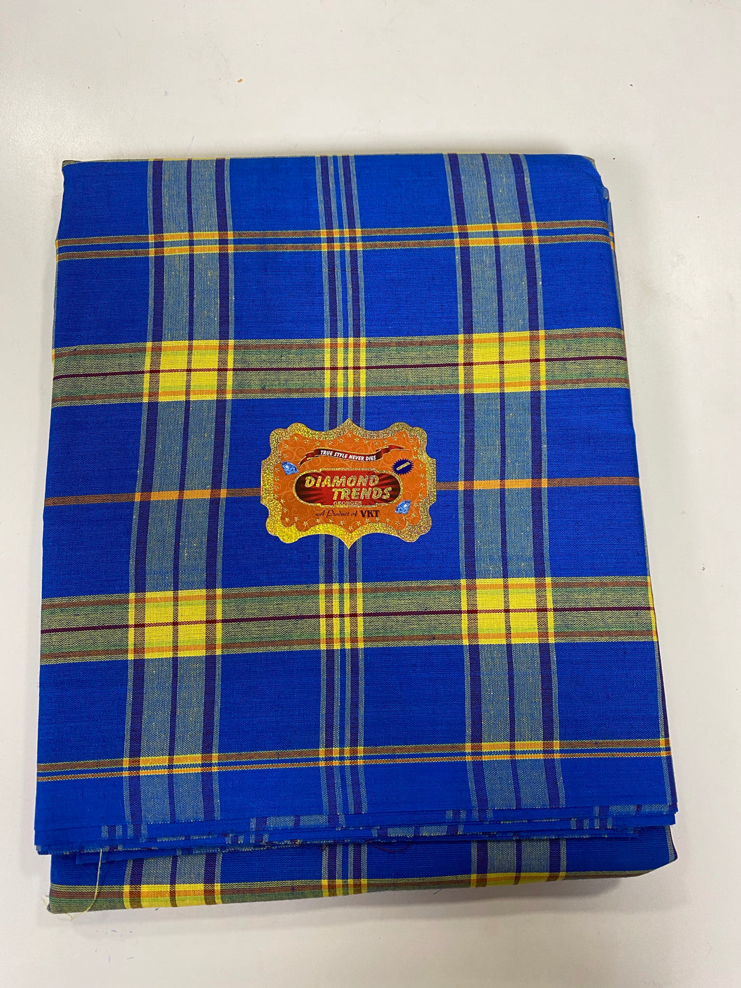 Royal Blue and Yellow Plain George - 7 Yards