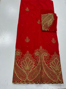 Red and Gold George with Blouse Fabric